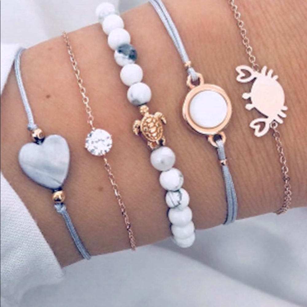 5/30 Beaded Marble Bracelets Sea Inspired
